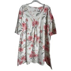 Carole Hochman Floral Nightgown Lace Trim Medium 100% Cotton Boho Prairie Soft